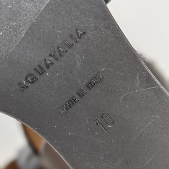 Aquatalia Sandals Nappa Leather Open Toe Slingback Strappy Wedge Black 10 NWOB - Picture 16 of 16